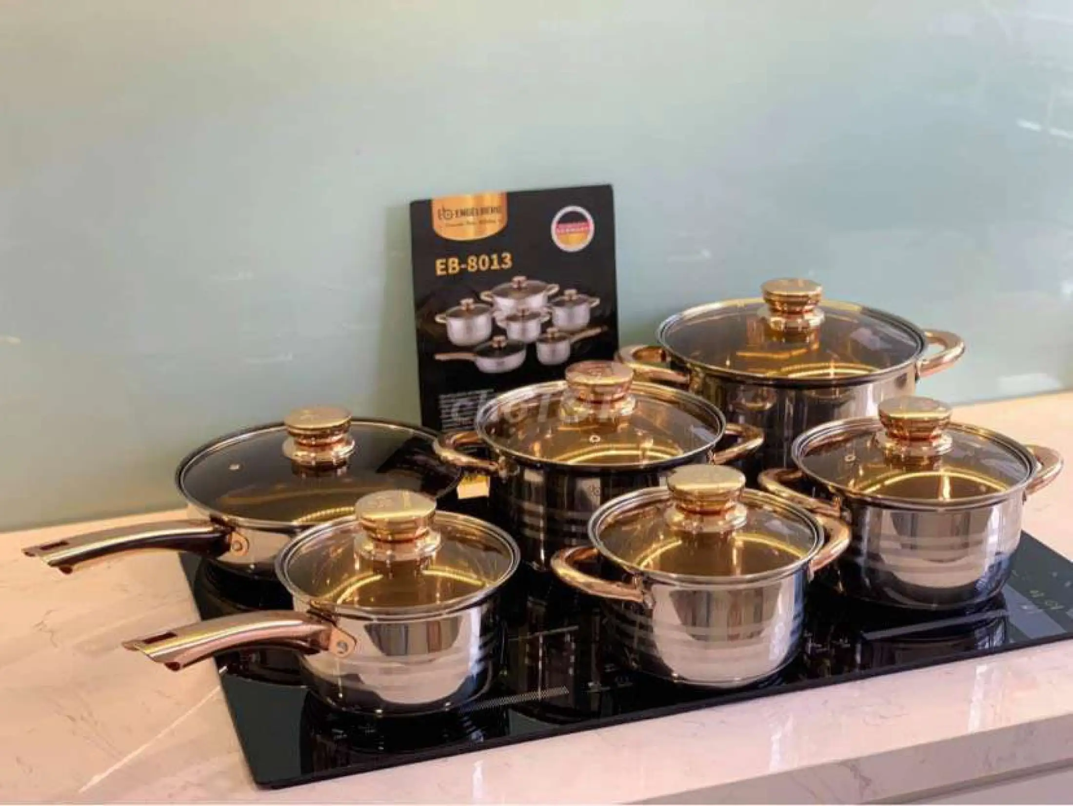 Bảo Hành 12TƯ Bộ nồi 6 món vung kính Engelberg EB-8013 (Đức