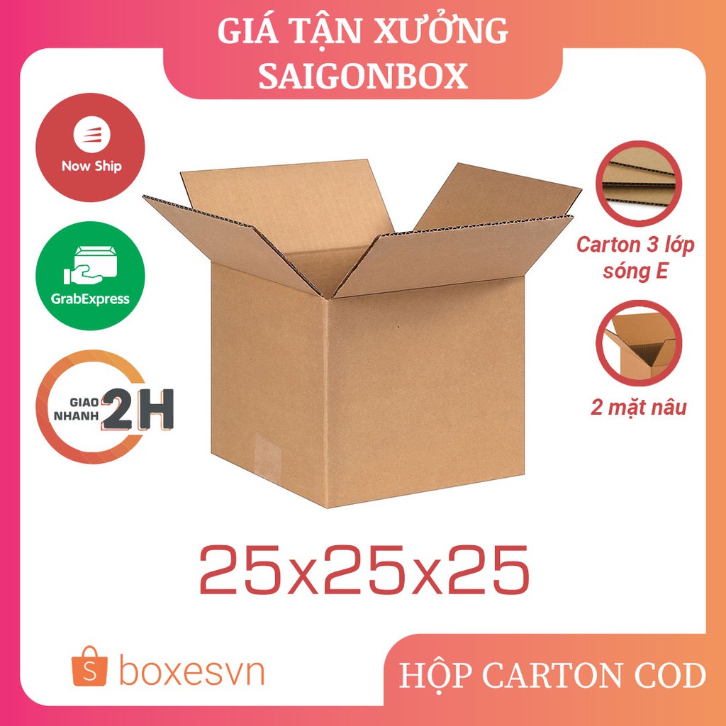[GIÁ TẬN XƯỞNG] Combo 20 thùng hộp giấy carton size 25x25x25 cm đóng gói hàng hóa