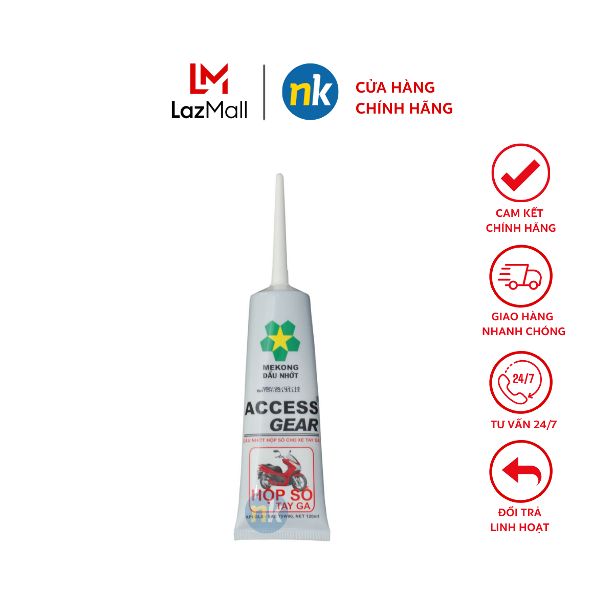 Nhớt Hộp Số Xe Tay Ga Mekong ACCESS GEAR 75W90, API GL-5 120ml - chống hú láp, máy chạy êm ái