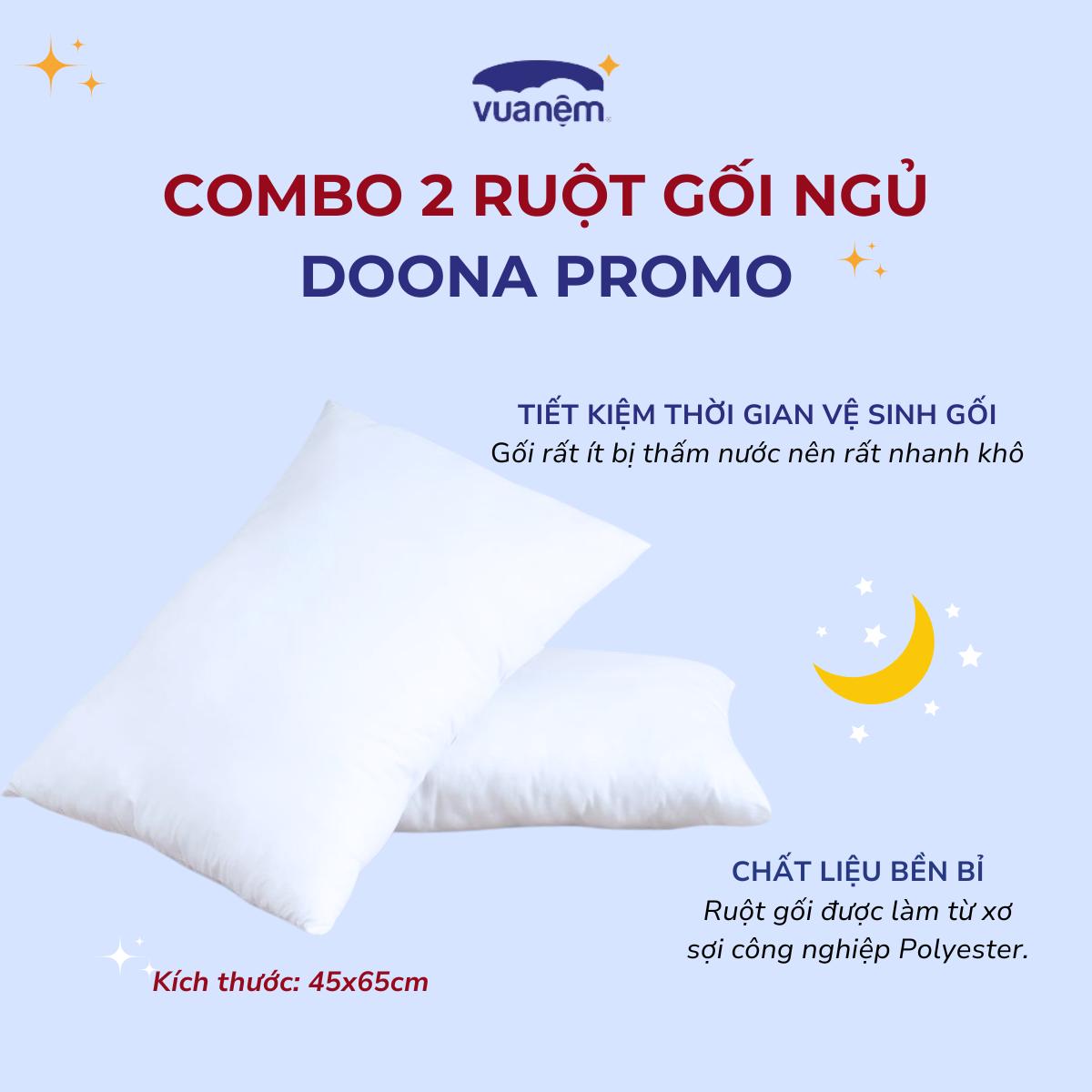 [QUÀ TẶNG] Combo 2 gối Doona Promo 45x65cm cao cấp,độ đàn hồi cao, nhẹ nhàng, êm ái thoáng khí phân 