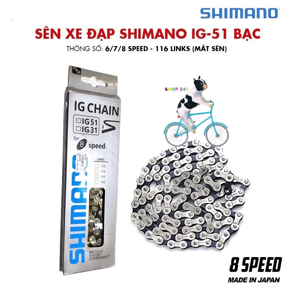 Xích sên xe đạp 6/7/8 tốc độ shimano ig51-8s - sử dụng cho líp 6/7/8 tốc độ
