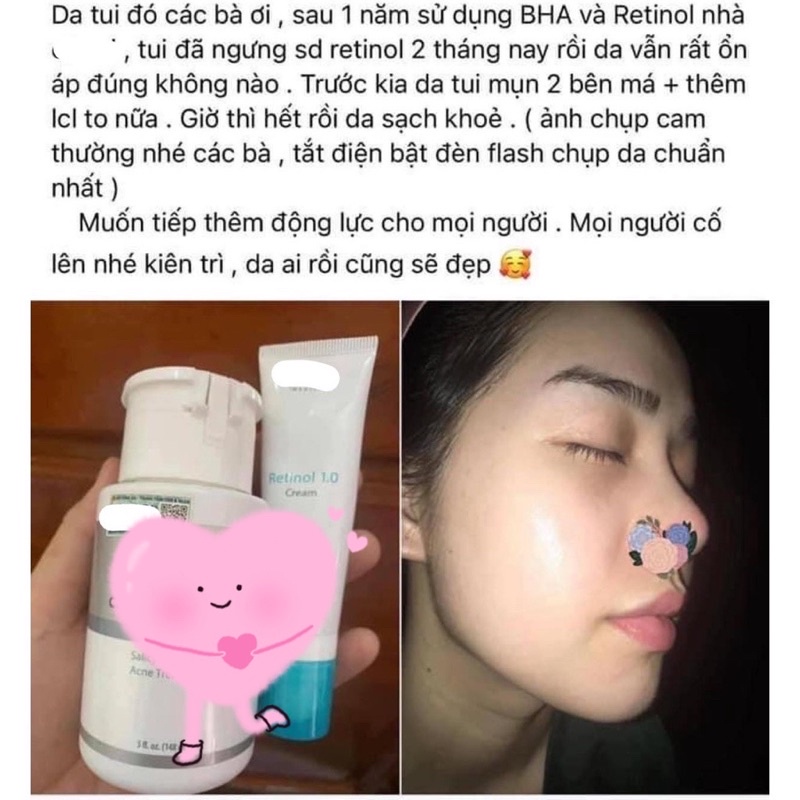 Bha và kem dưỡng retinol chăm sóc da mụn nám tàn nhang