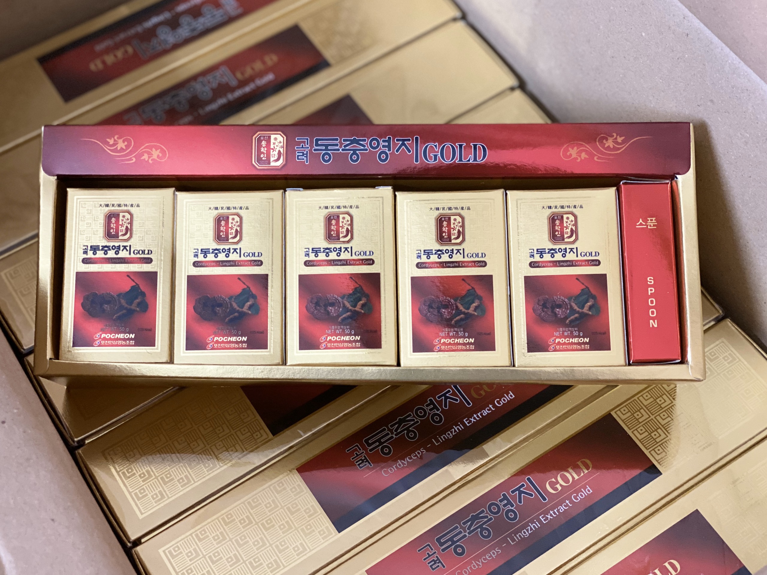 [CHÍNH HÃNG] Cao linh chi đông trùng hạ thảo Pocheon Hàn Quốc hộp 5 lọ x 50gr - giúp nâng cao thể lực, tăng cường sức khỏe cho phái nam, người cao tuổi