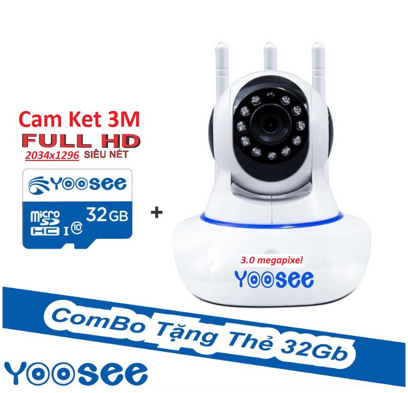 Camera wifi 3 râu full hd 3m + thẻ nhớ 32g