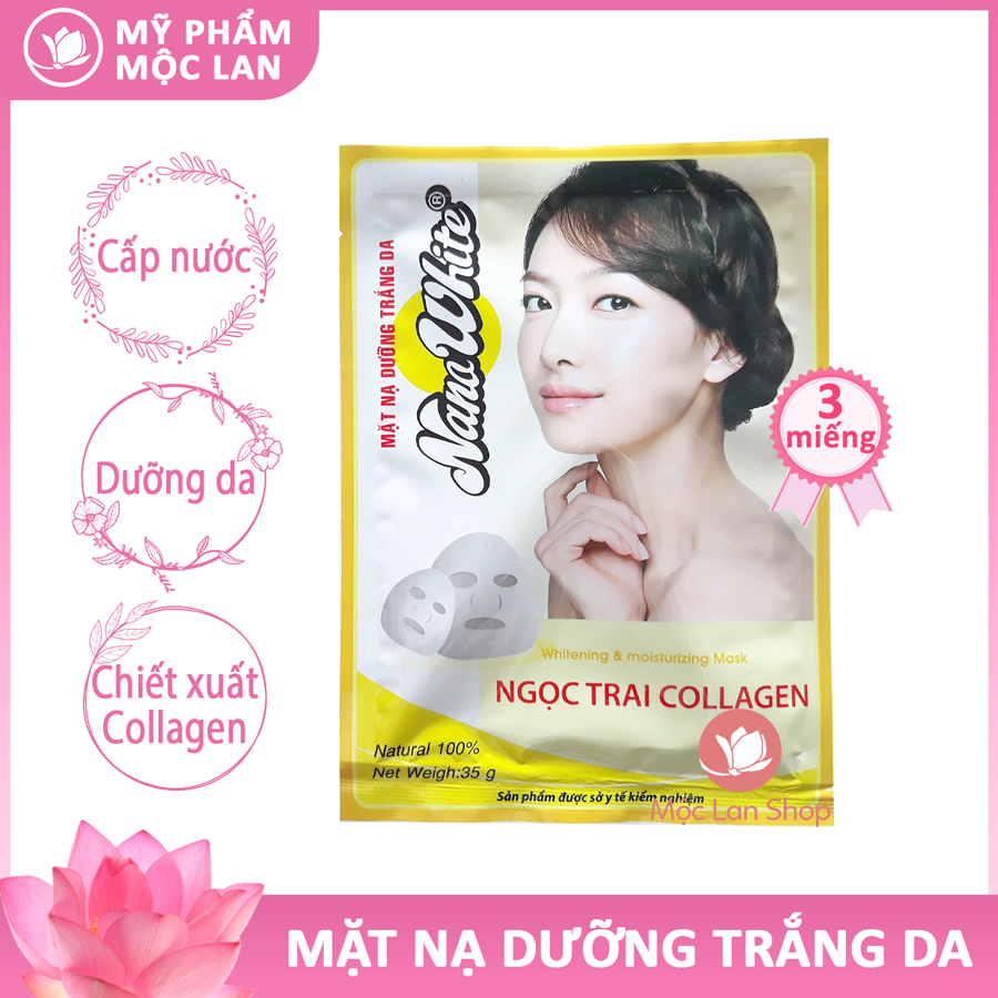 Mặt nạ dưỡng da ngừa mụn thâm se khít chân lông 3 miếng (chọn ngẫu nhiên) - Mặt Nạ Nano white - Mỹ phẩm Mộc Lan