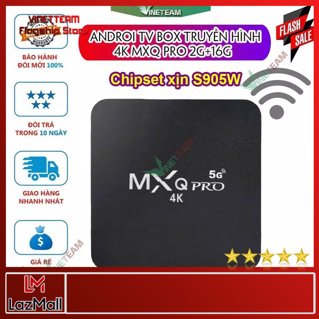 VINETTEAM Androi TV Box MXQ 4K Pro 1G+8G, 2G+16G Chipset RK3228A Tích hợp FPT Play - Biến TV thường thành Smart TV - BH 6 THÁNG