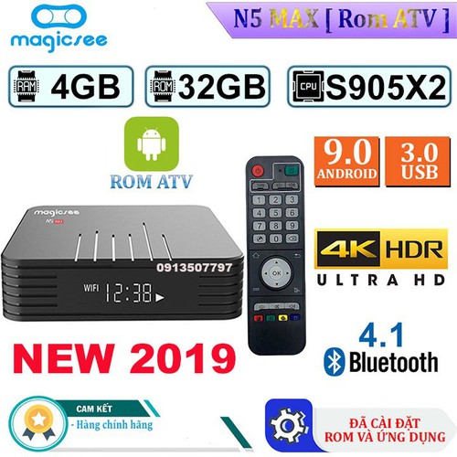 Android tivi box magicsee n5 max - chip s905x3 - ram 4gb - bộ nhớ 32gb - phiên bản new 2019
