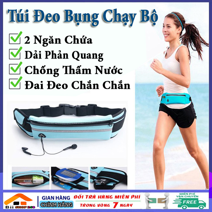 Túi đeo bụng - đai đeo bụng nam nữ - túi đeo bụng chạy bộ, tập gym, đi xe đạp, leo núi, chơi thể thao tiện lợi, chống thấm nước, có dải phản quang an toàn, túi đeo hông, đai đeo hông nam nữ, tui deo bung, dai deo bung, tui deo hong