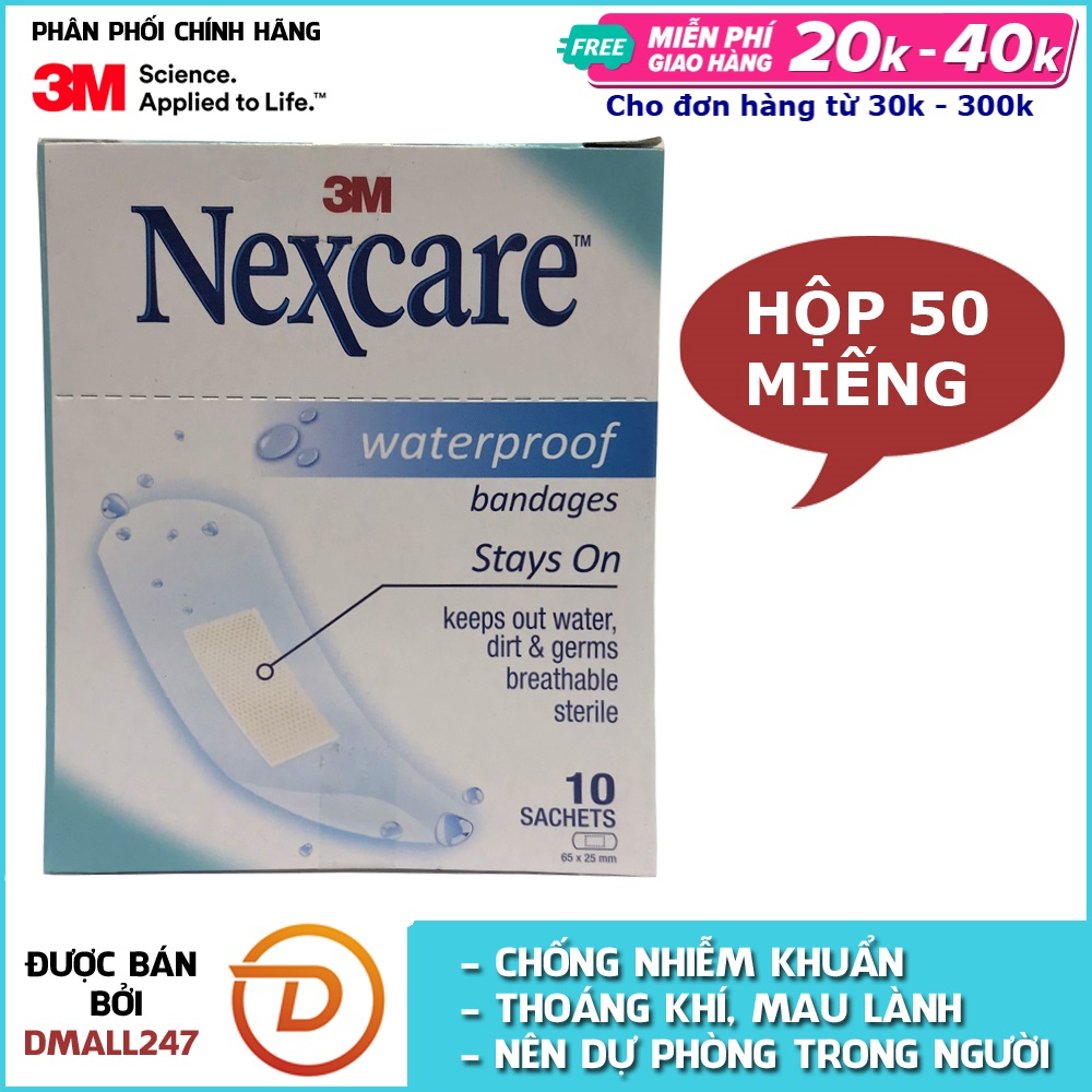 Hộp 50 miếng băng keo cá nhân chống thấm nước Nexcare 3M BKCN-CTN - Dmall247, Bán chạy, chính hãng, sale làm đẹp