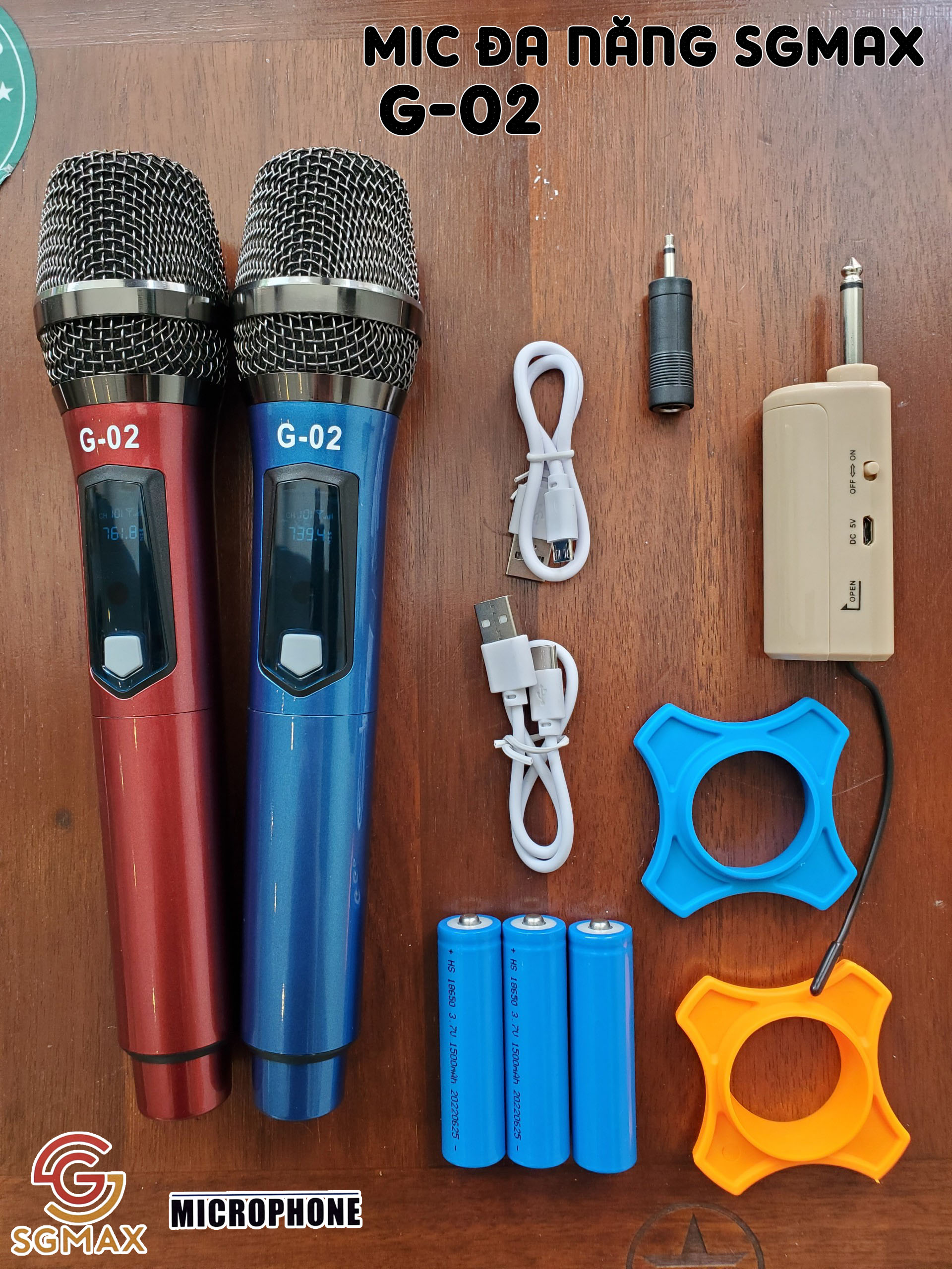 Micro Không Dây Đa Năng SGMAX G02, Mic Karaoke Không Dây Màn Hình Led Hiển Thị, Sử Dụng Cho Các Thiết Bị Âm Thanh Loa Kéo, Loa Bluetooth, Amply, Dàn Karaoke Gia Đình