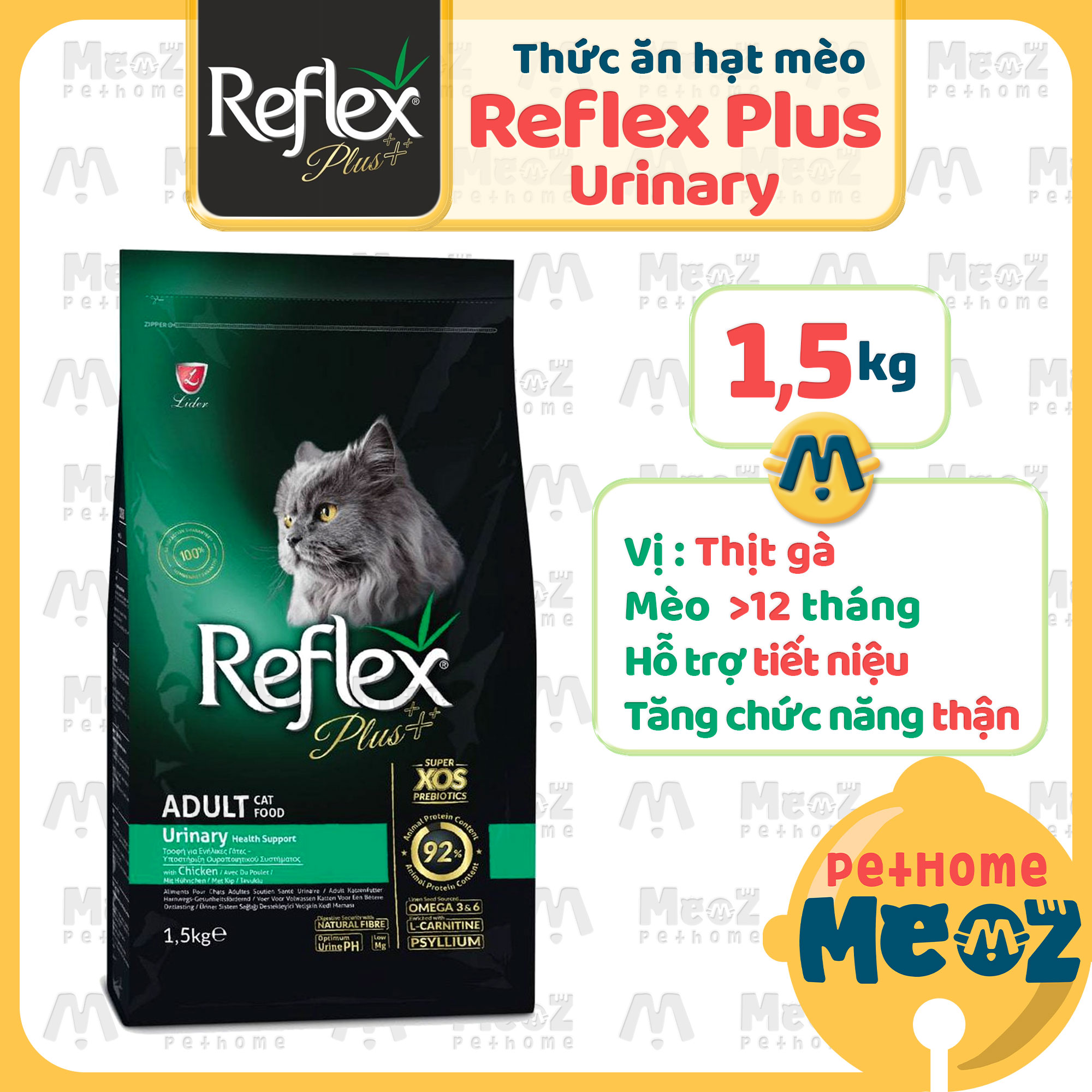Reflex plus urinary chicken - hạt cho mèo bị sỏi thận reflex plus gói vị gà 1,5kg