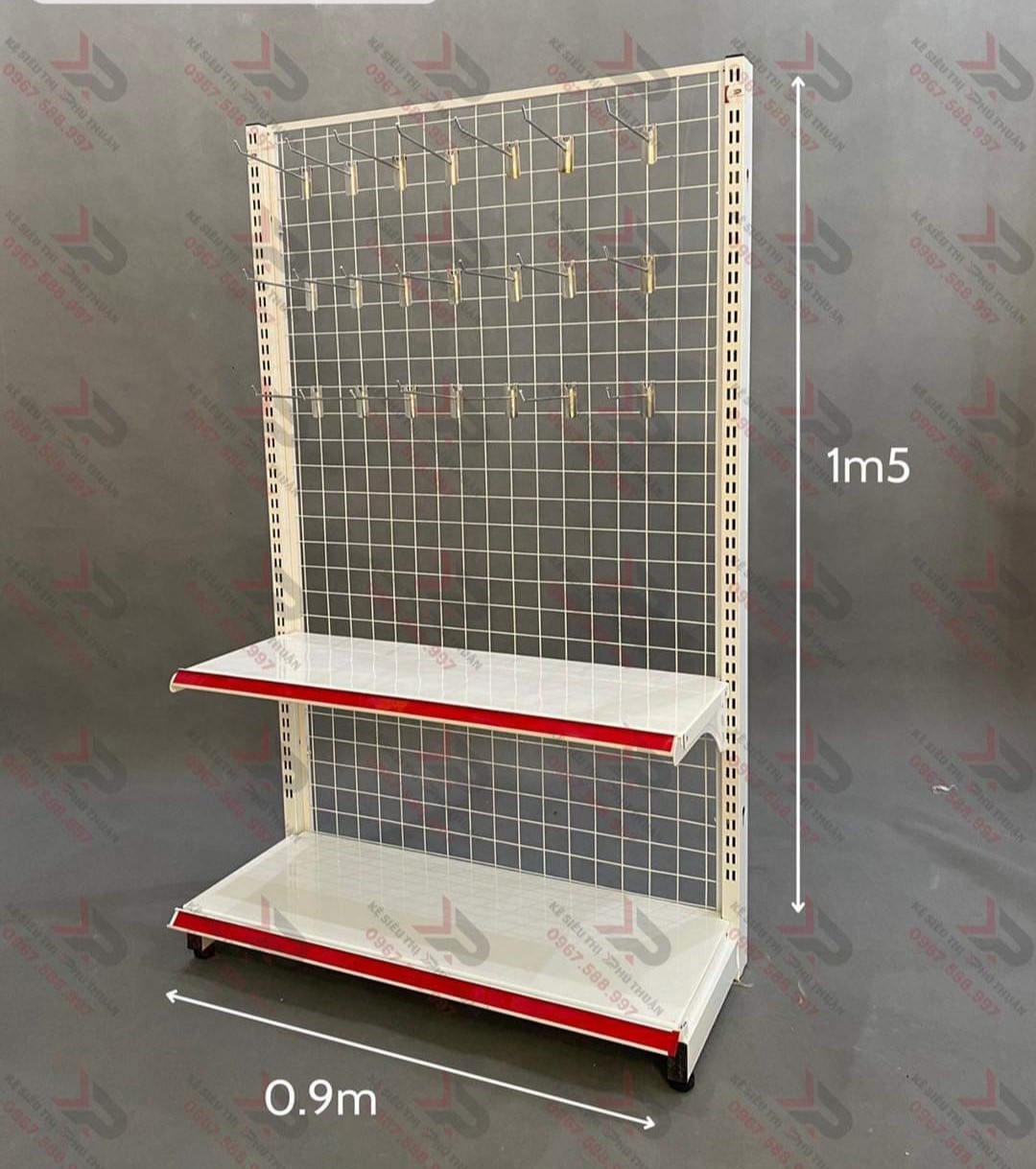 Kệ siêu thị lưng lưới Vinatech cao cấp - Dài 90 x cao 1.5m x 2 mâm