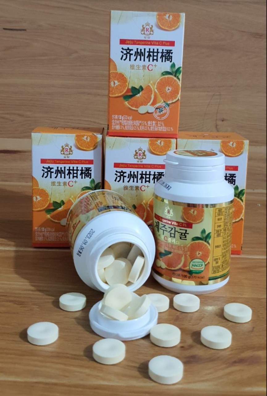 Hàng Mới Về, Rất Ngon Vitamin C Jeju Tangerine Vita Plus Hàn Quốc Hộp 100g
