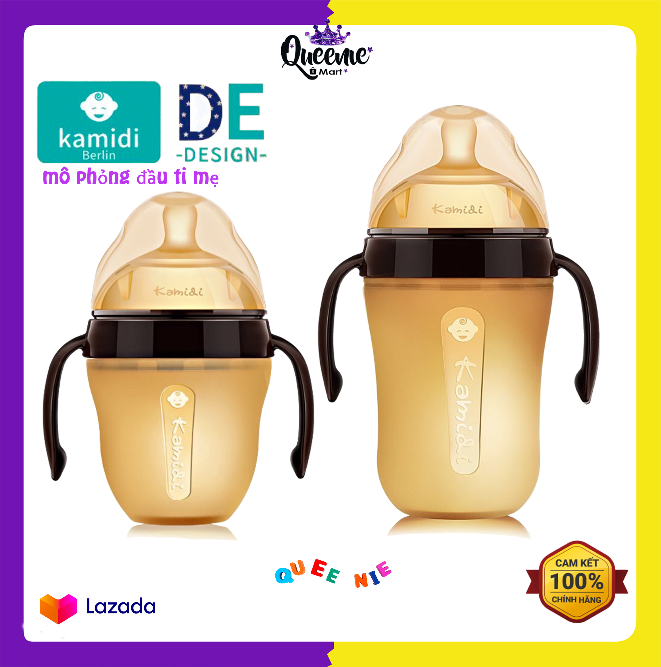 Bình sữa silicon kamidi chính hãng cho trẻ sơ sinh, chống sặc cho bé, giúp bé tập bú bình, cai sữa mẹ 150ml/250ml