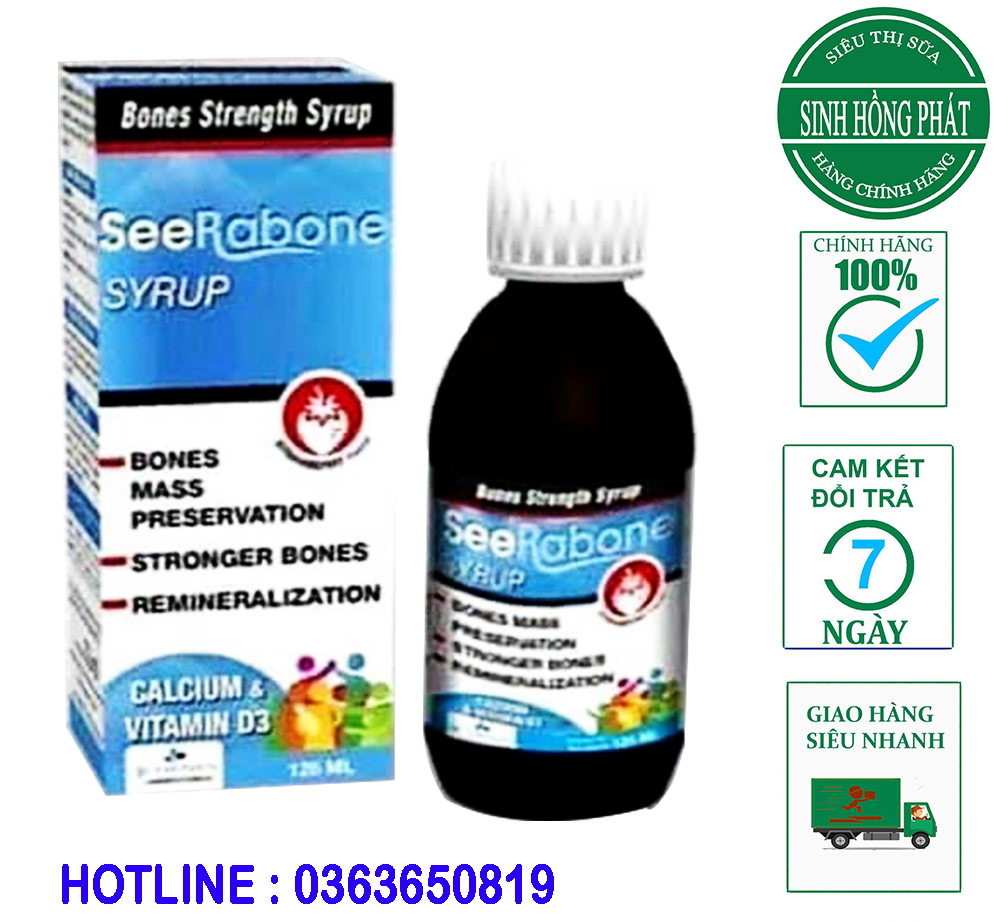 Siro seerabone chai 125ml bổ sung canxi và vitamin d3