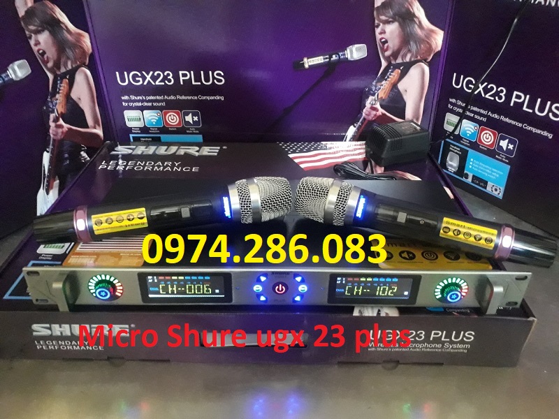 Micro không dây cao cấp SHURE UGX 23 PLUS , chống hú , chống rít , hít mic , bắt âm cực xa , bh 12 tháng