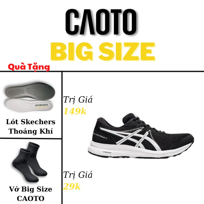Giày Thể Thao Asics Gel-Contend 7[CHÍNH HÃNG]Chạy Bộ Trắng Đen Big Size - Giày Thể Thao Big Size Nam