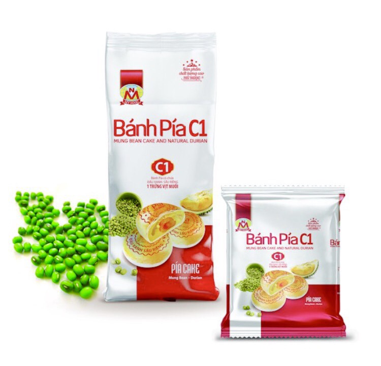 NEW 400g 4 Bánh pía C1 đậu xanh SẦU RIÊNG CHÍN cao cấp, 1 BÁNH có 1TRỨNG MUỐI, CHẤT XƠ nhuận trường GIẢM cholesterol xấu