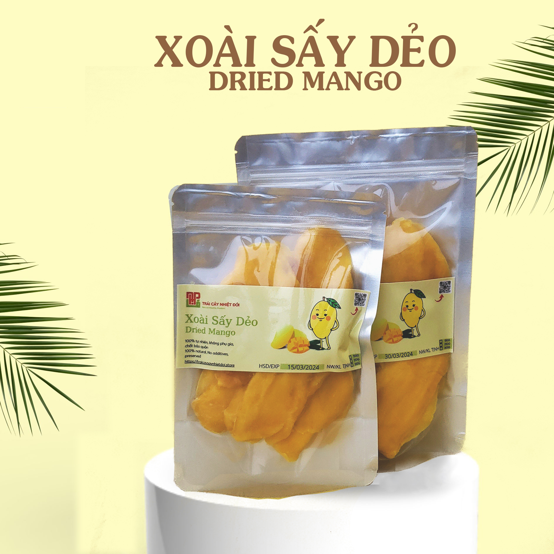 Xoài sấy dẻo loại đặc biệt xuất khẩu- Xoài sấy đặc sản đà lạt túi 500G