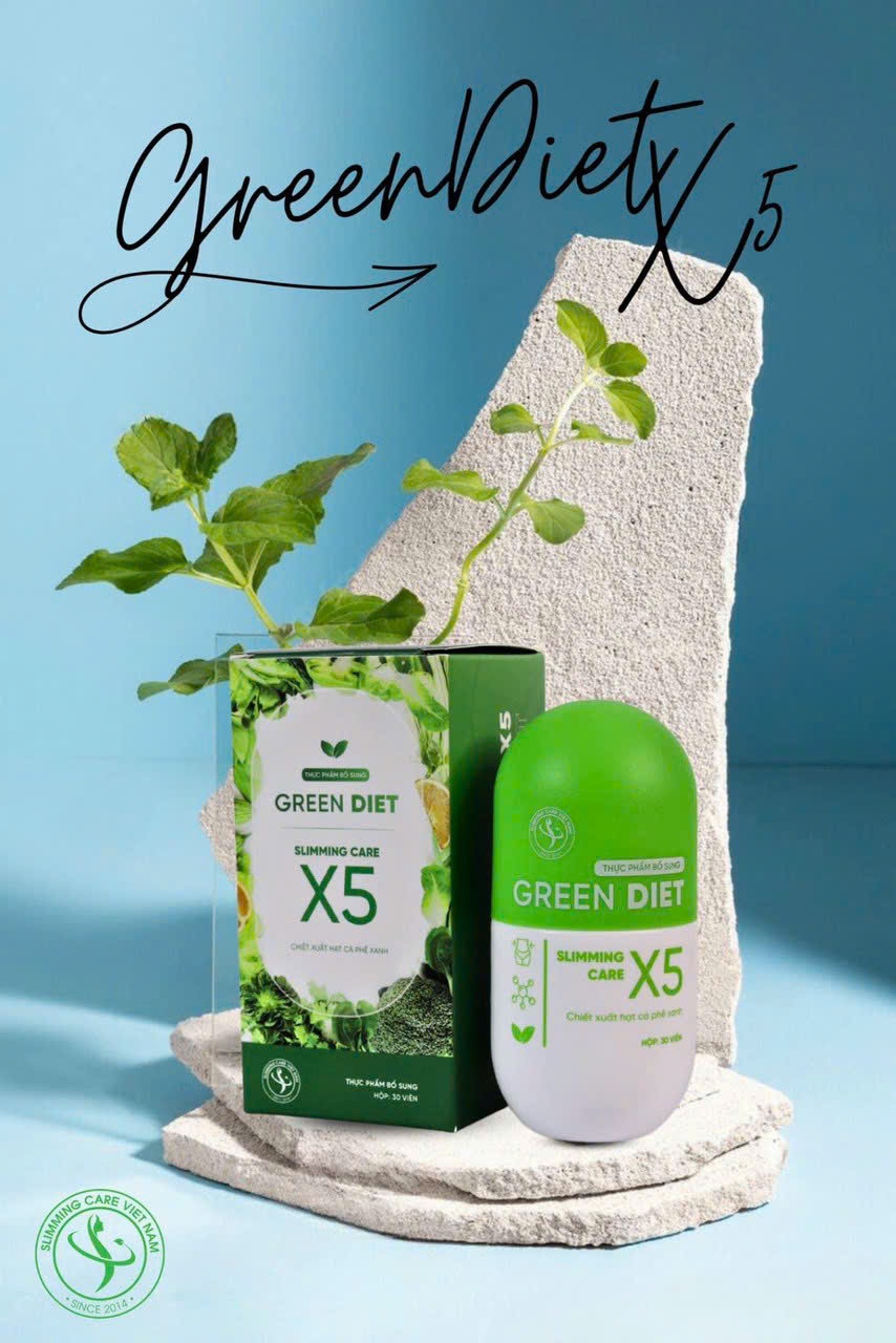 Giảm cân Slimming Care X5 Green Diet hộp 30 viên giúp detox giảm mỡ bụng giảm cân toàn thân hiệu quả