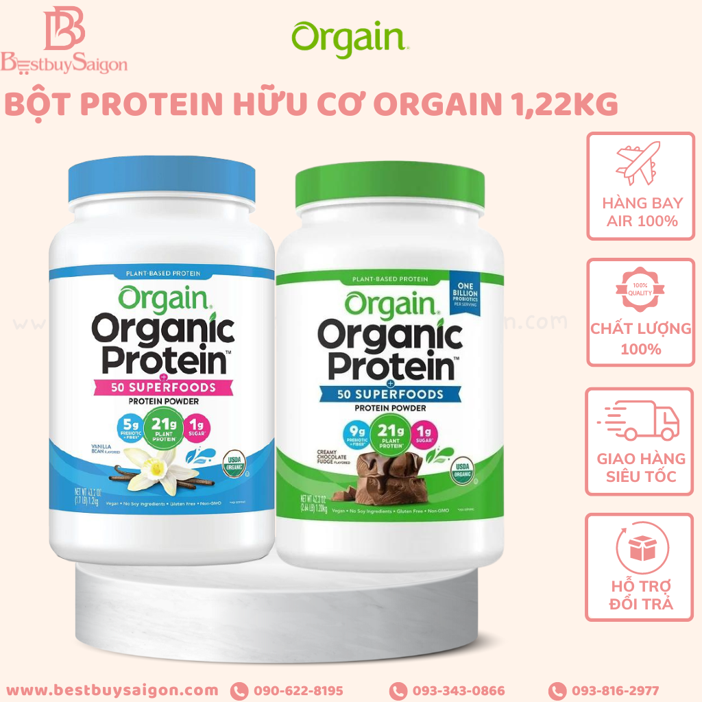 Date 2025 - bột protein hữu cơ thuần chay orgain organic protein & superfoods 1224g