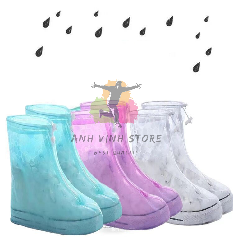 Ủng đi mưa chống nước bảo vệ giày thể thao nam nữ chất liệu PVC cao cấp