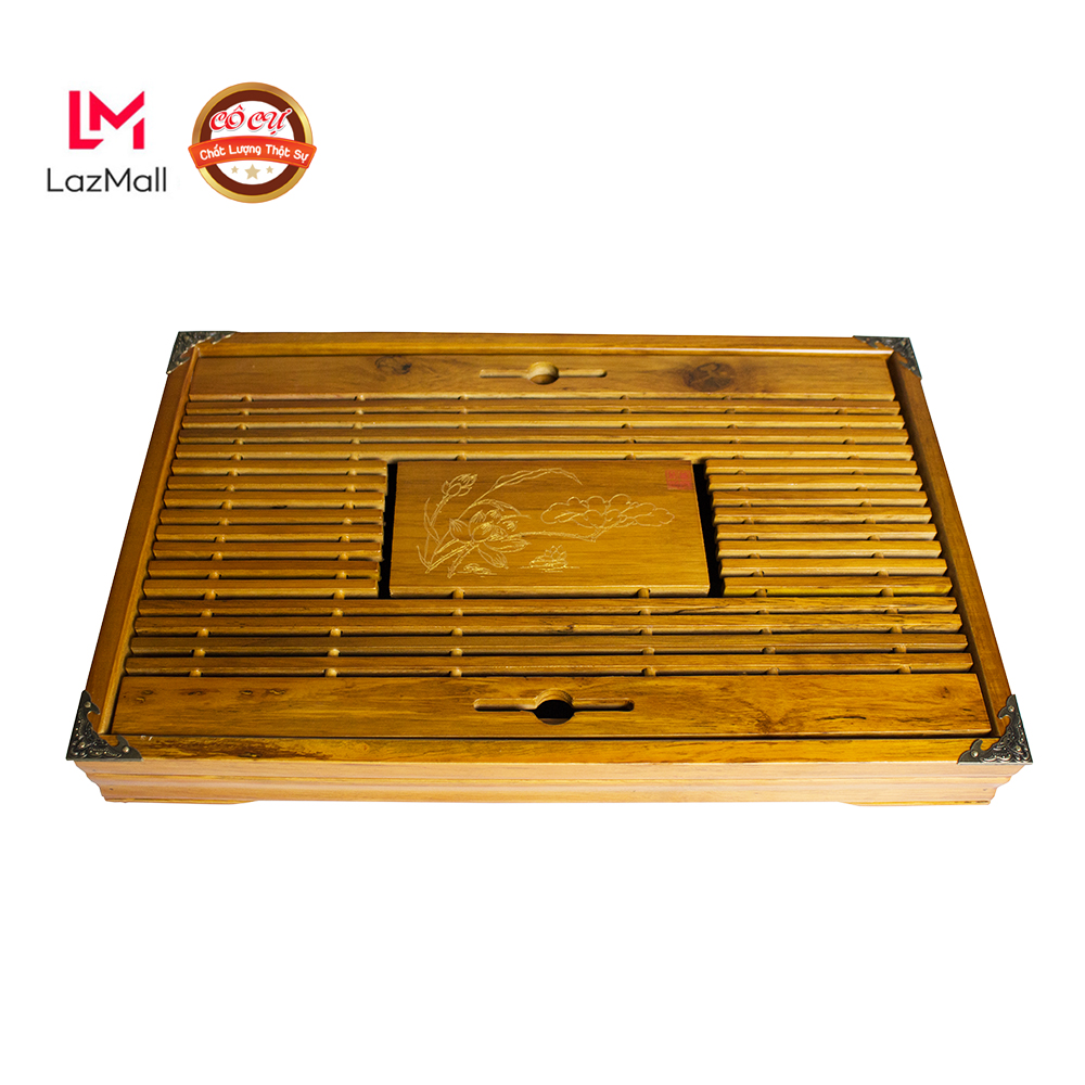 Khay Trà Gỗ Cao Cấp (Kèm Khay nhựa Hứng Nước Bên Dưới)