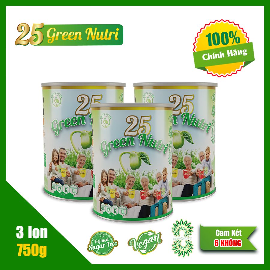 Nhập khẩu 100% Combo 3 Lon Sữa Hạt Ngũ Cốc Dinh Dưỡng 25 Green Nutri Lon 750gr