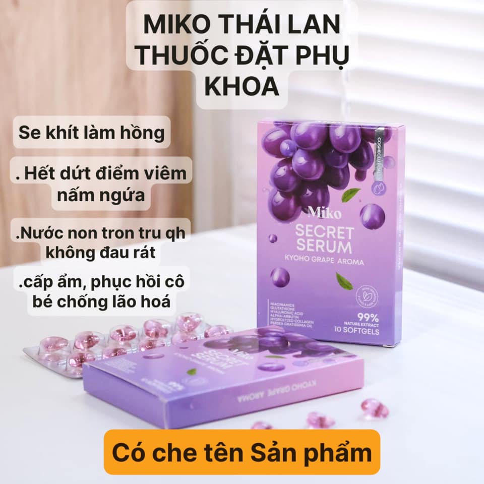 (Tặng nc hoa vkin) Viên đặt phụ khoa se khít miko secret hộp 10 viên hương nho