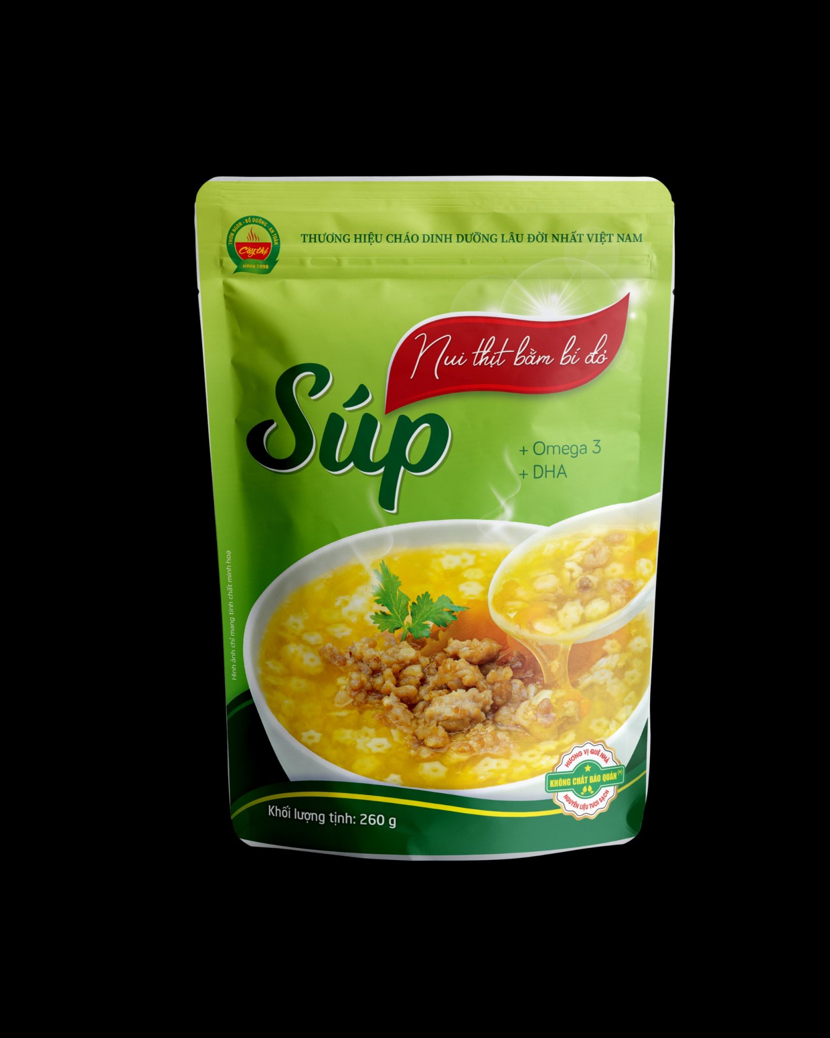 Soup nui thịt bằm bí đỏ cây thị