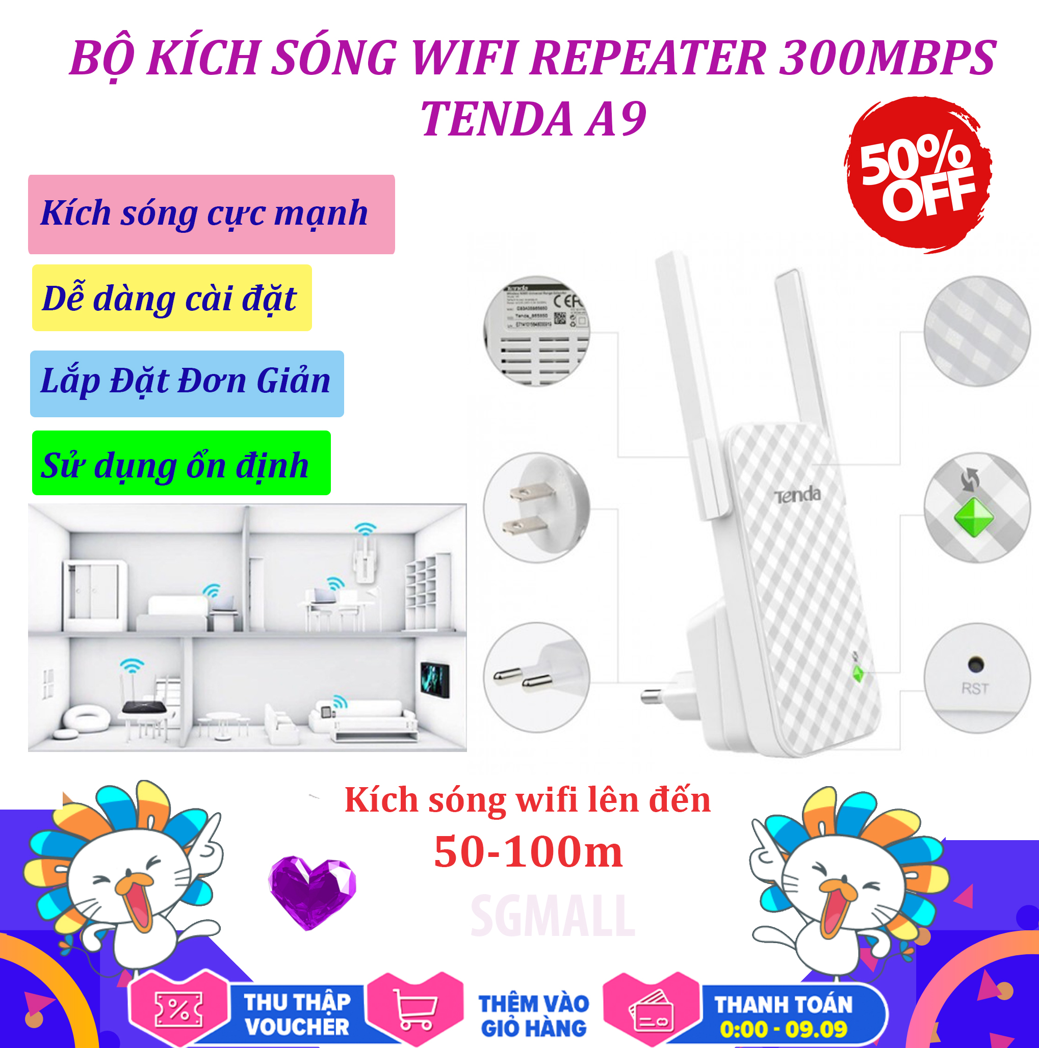 Bộ kích sóng wifi thế giới di động - Bộ Khuếch Đại Kích sóng Wifi Tenda Ver Nâng Cấp HỘP ĐEN - Kích sóng Wifi Cực Mạnh, Bắt Sóng Trong Phạm Vi Lên Tới 200 Mét, Kết nối dễ dàng - Thiết bị thu phát sóng Wifi giá rẻ