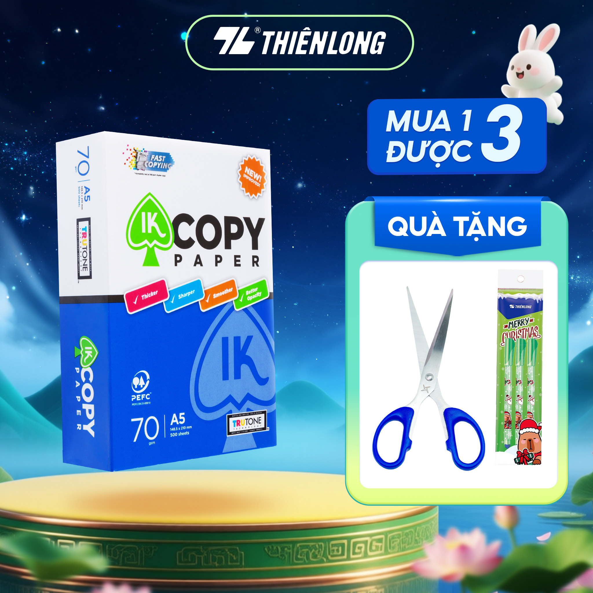 Combo 10 Ream giấy A5 70 gsm IK Copy (500 tờ) - Hàng nhập khẩu Indonesia