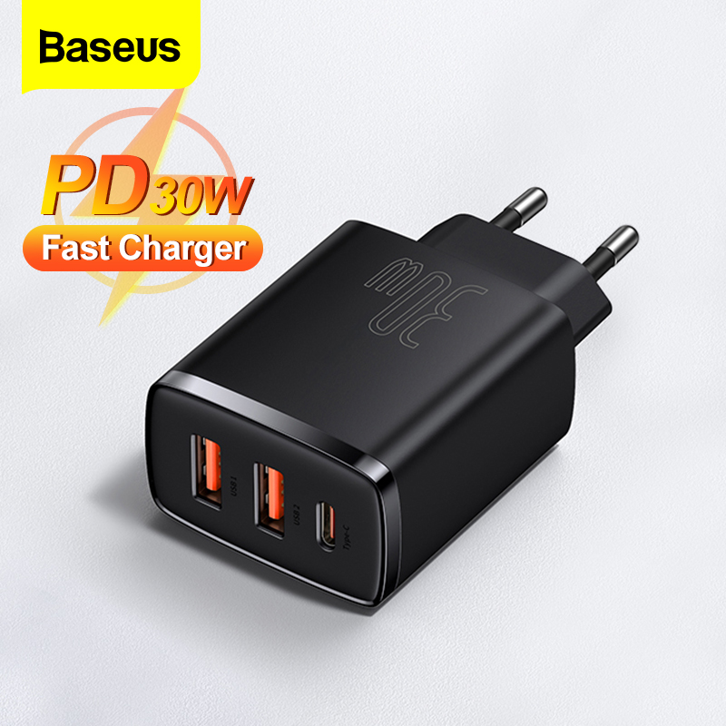 Baseus 20W / 30W USB Charger Type C Dual USB Port Support Type C PD Fast Charging Portable Wall Charger For iPhone 12 Pro Max AirPods iPad Huawei Xiaomi Samsung