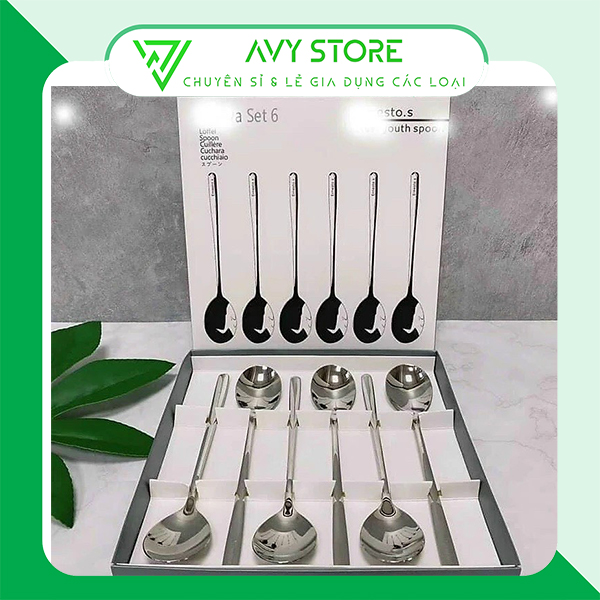Combo thìa 6 món inox 304 - thìa ăn súp _ thìa ăn cơm sang trọng