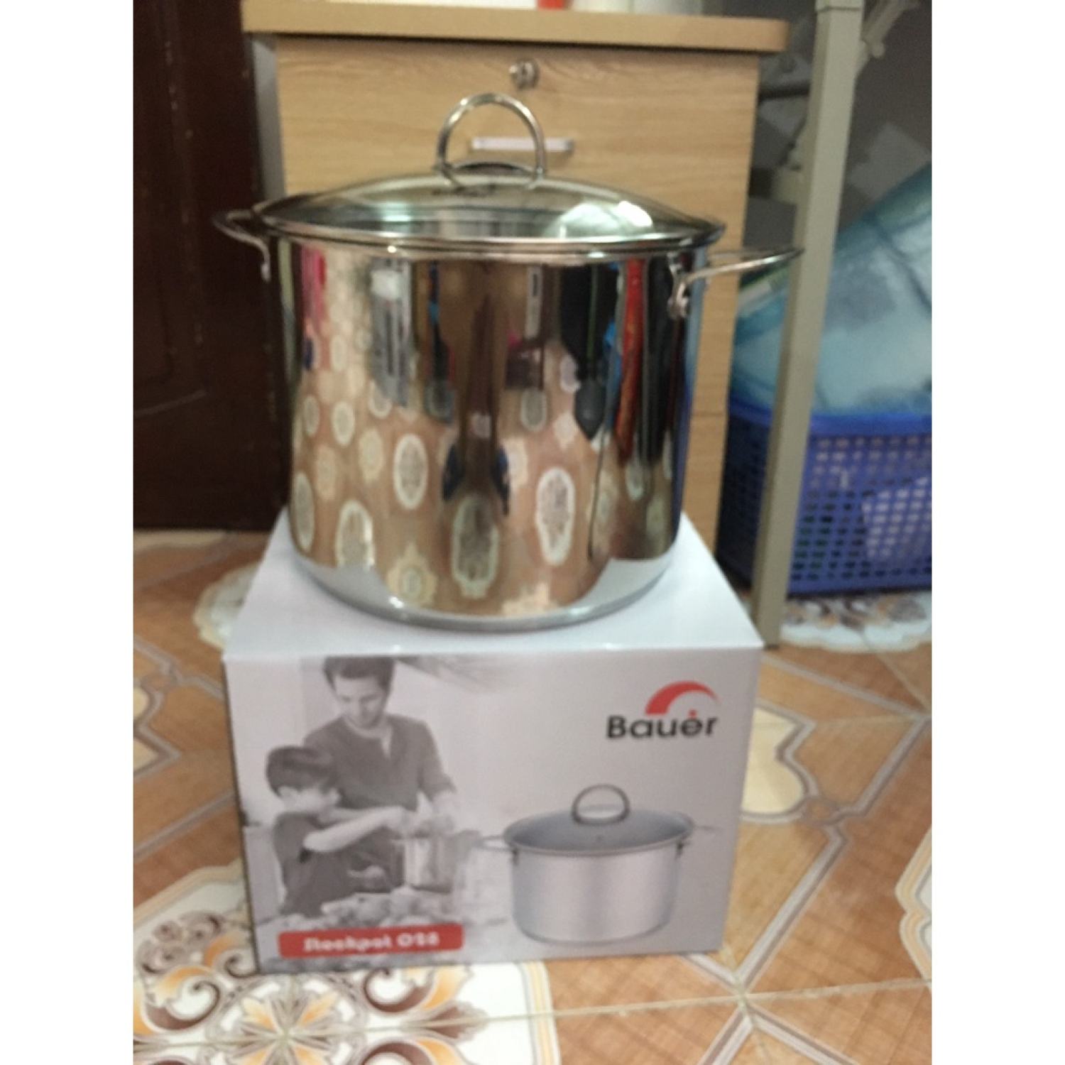 #Nồi luộc gà inox Bauer - Đức phi 28cm, dung tích 12l, đáy nồi 3 lớp chuyên dùng cho bếp từ