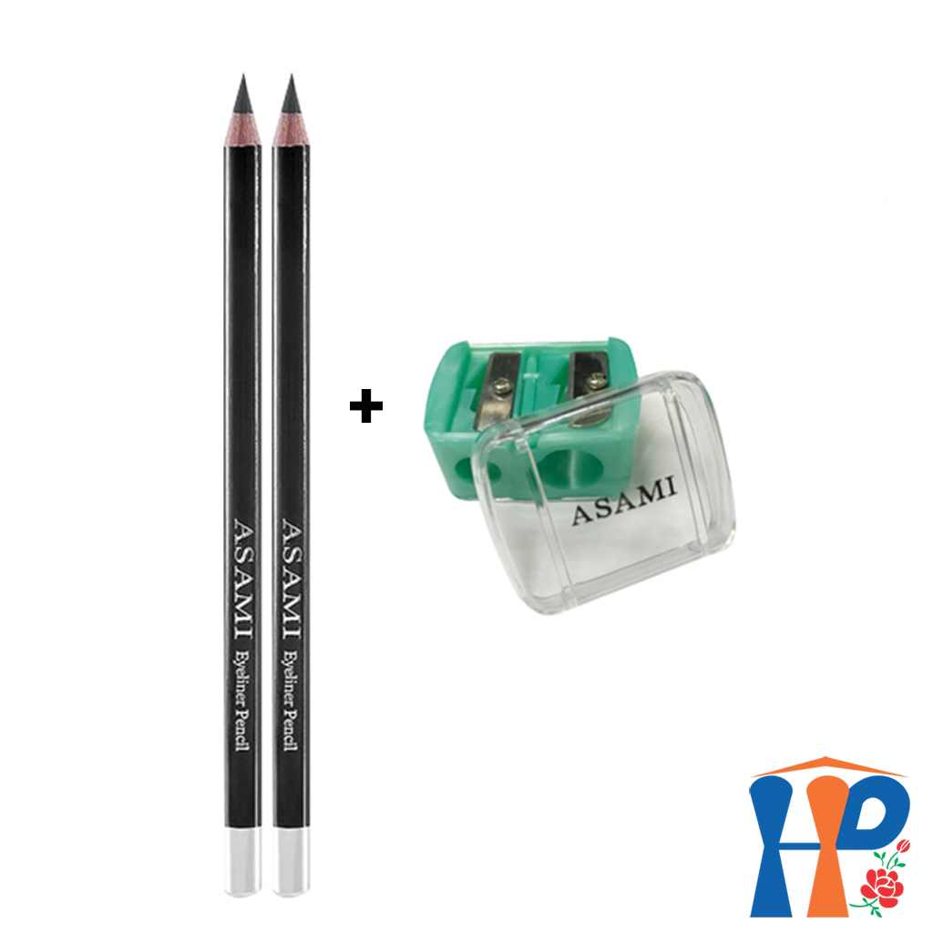 [HCM]Combo 2 Chì mí tặng chuốt chì Asami Eyeliner Pencil and Shapeners (gọt chì, bút chì gỗ, vẽ mí mắt, kẽ mắt, không lem trôi) Hani Peni