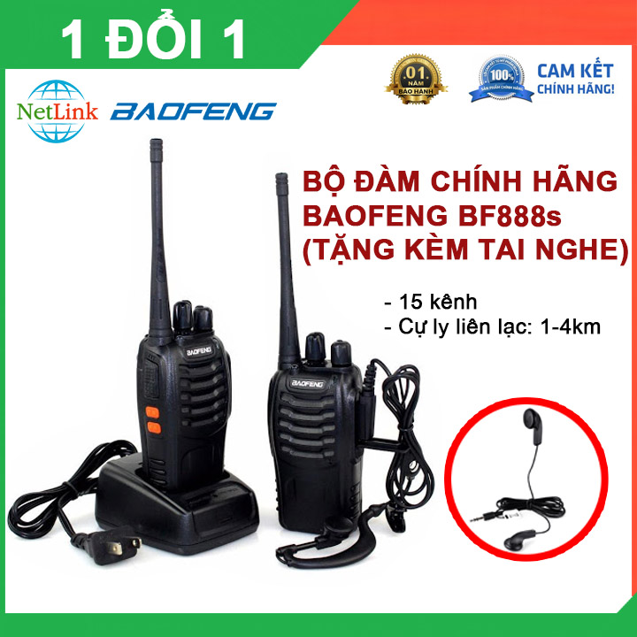 Máy Bộ Đàm Baofeng BF888s 16 kênh, khoảng cách đàm thoại trên 1km + tặng tai nghe - bộ đàm cầm tay , bộ đàm siêu xa , bộ đàm chuyên dụng
