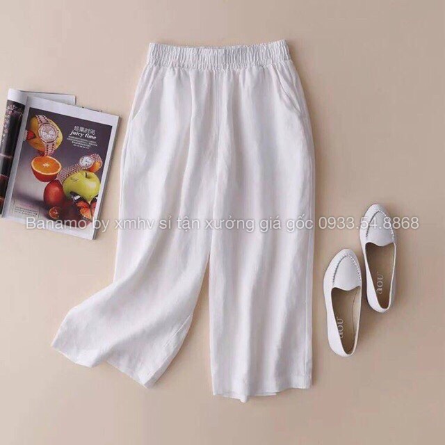 Quần ống rộng vải đũi xuông dáng lỡ dài 80cm thời trang quần sớ đũi 921-80
