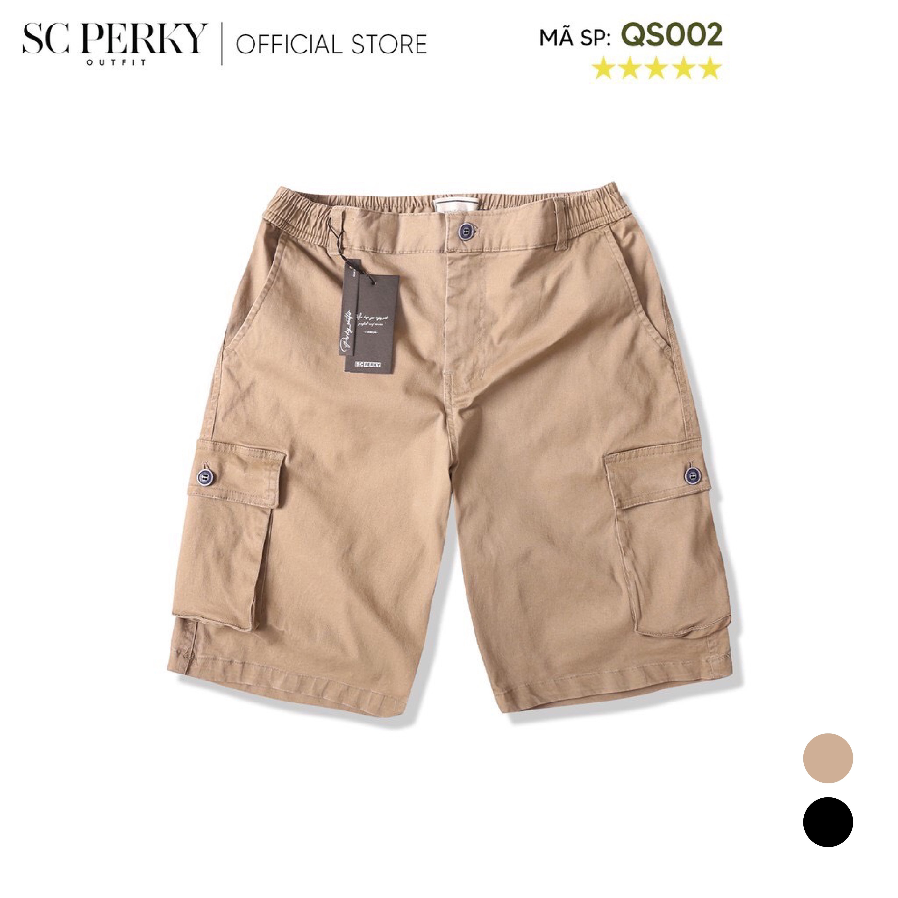 Quần Short Nam Kaki Cargo Perky Outfit S/C QS002 - Chất liệu vải Kaki cao cấp thấm hút mồ hôi cực tốt - Thiết kế túi hộp năng động khoẻ khoắn nam tính