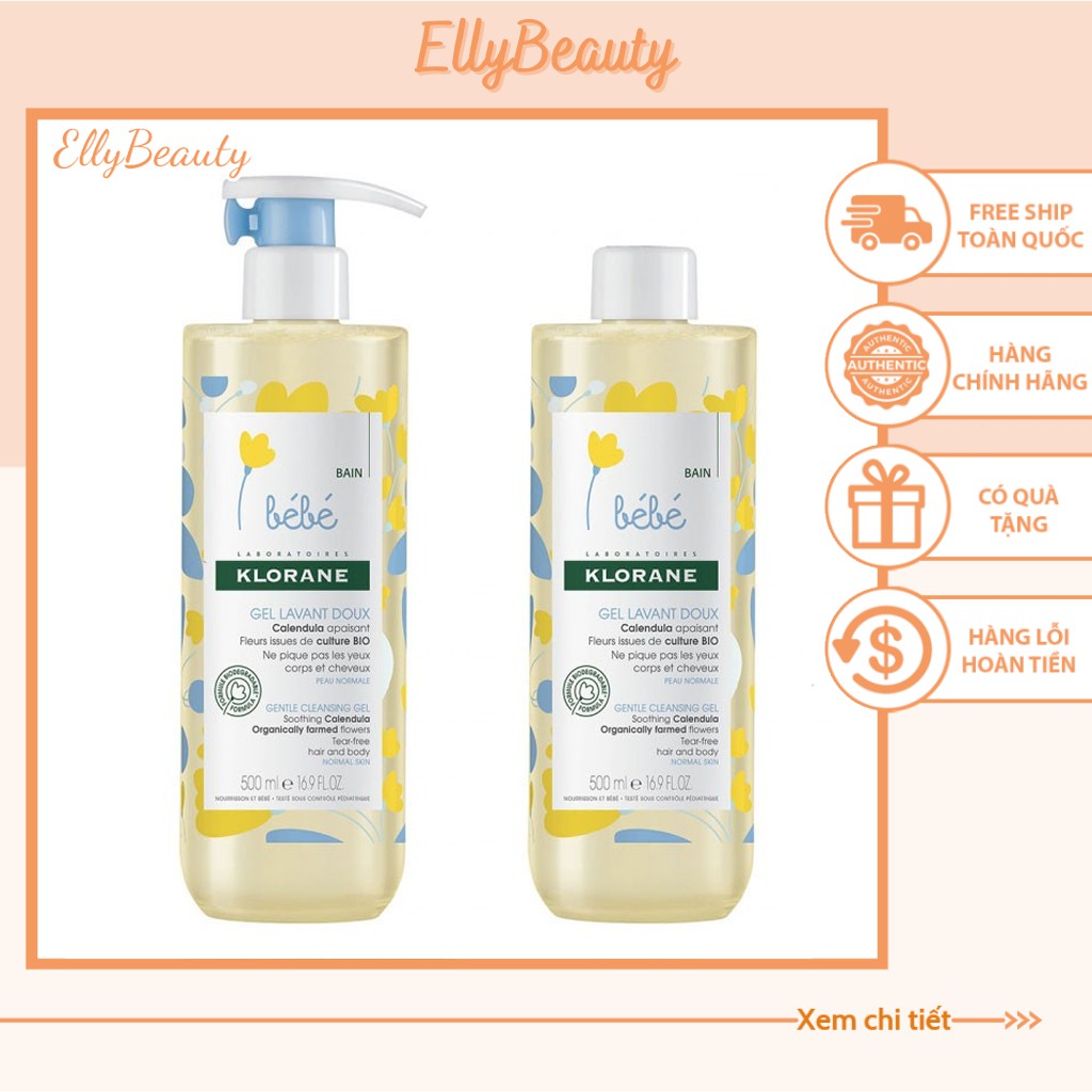 Sữa Tắm Gội 2 in 1 Klorane Bebe Pháp 500ML Cho Bé Từ Sơ Sinh