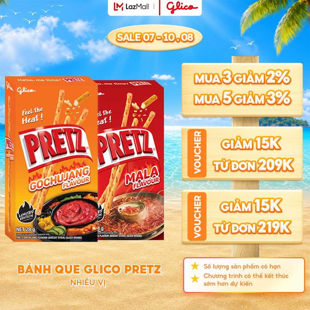 (THỬ VỊ MỚI - GIÁ CHỈ 12K) Hộp Lẻ - Bánh Que Snack Nướng Giòn PRETZ SPICY BOMB Nhiều Vị - 28G/Hộp