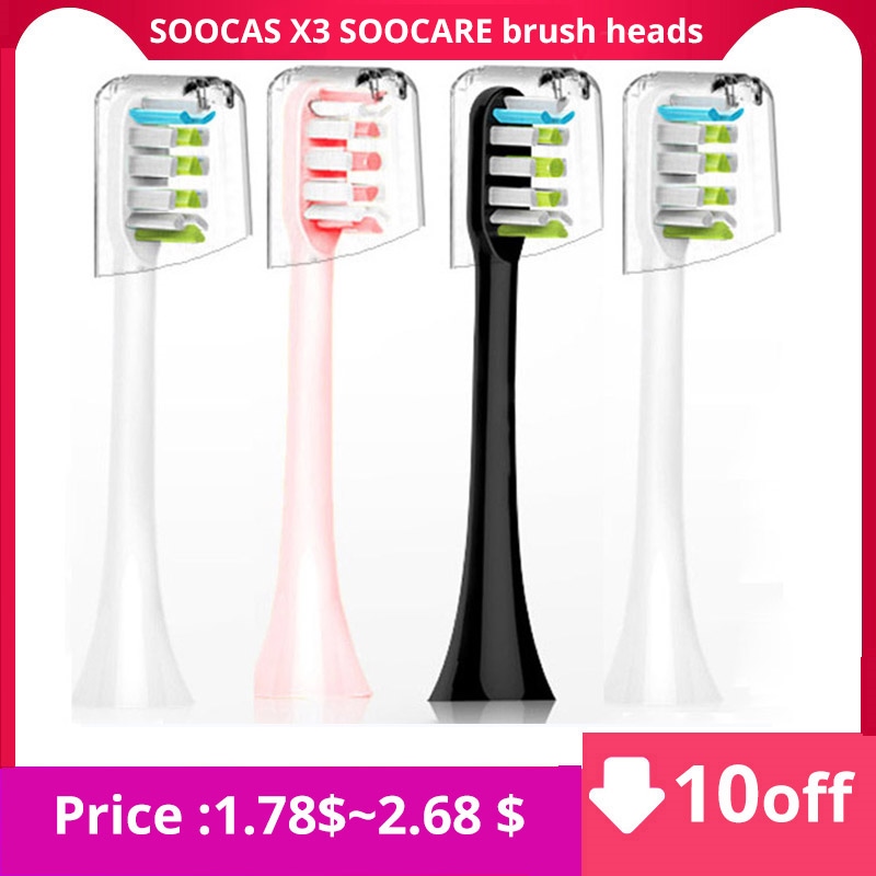 hot【DT】☞  For X3 SOOCARE Electric Toothbrush Heads Foodgrade Bristle Replacement Tooth Brush Nozzles with Anti-dust Cap