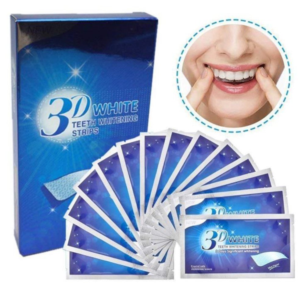 Hộp 14 miếng dán trắng răng 3D White teeth whitening strips, bảo vệ men răng và ngăn ngừa sự xuất hiện của cao răng