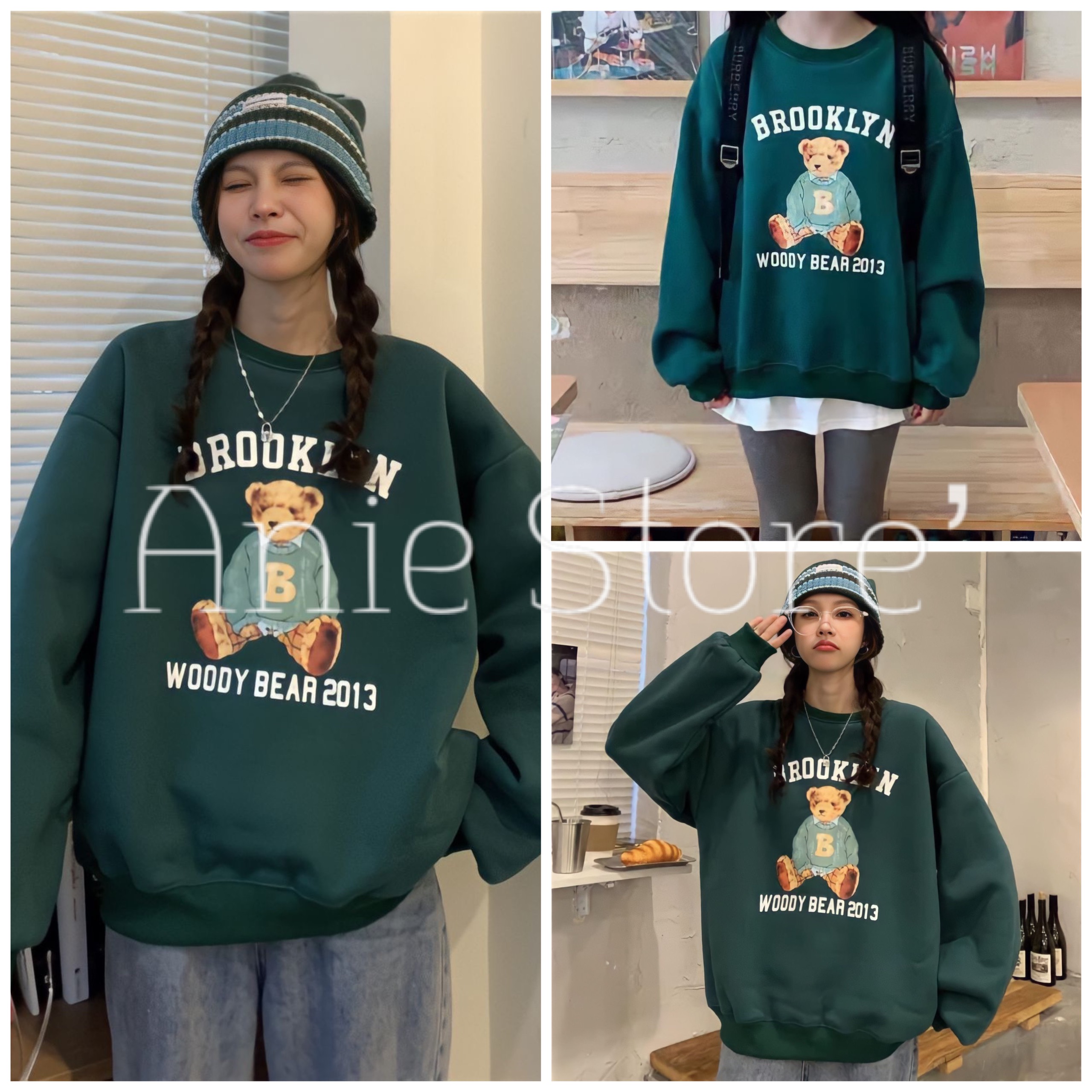 Áo sweater nỉ unisex gấu brooklyn 🦋 áo nỉ nam nữ dáng thụng in hình 🦋