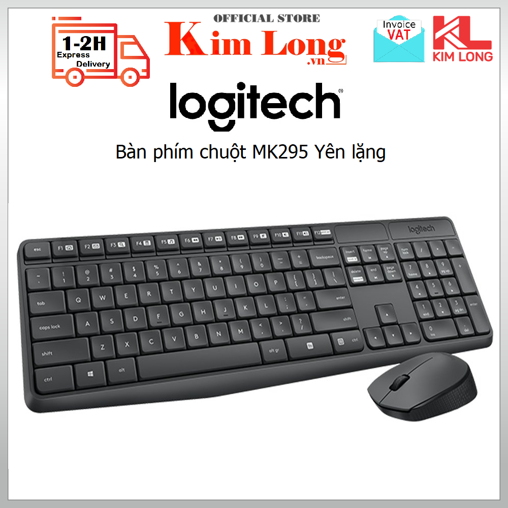 Bàn phím chuột logitech mk295 silent yên lặng, kết nối không dây usb 2.4ghz - bảo hành 12 tháng