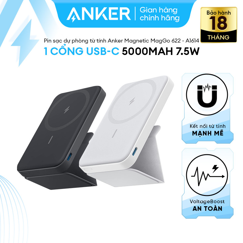 Pin Sạc Dự Phòng Từ Tính ANKER 622 Magnetic MagGo 5000mAh 7.5W - 1 Cổng USB-C - A1614