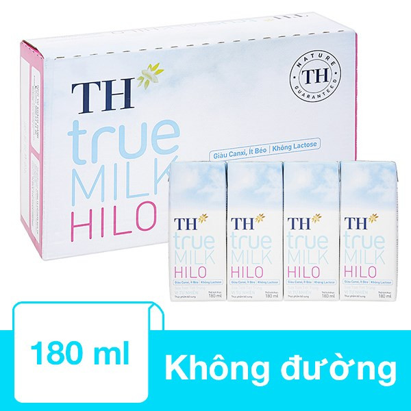 Thùng 48 hộp sữa tươi tiệt trùng th true milk hilo - 180ml/hộp