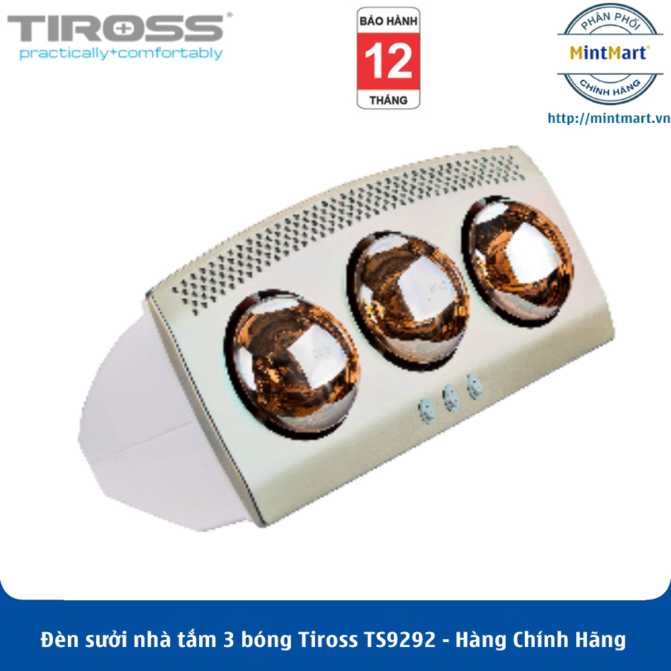 Đèn sưởi nhà tắm 3 bóng tiross ts9292 - hàng chính hãng