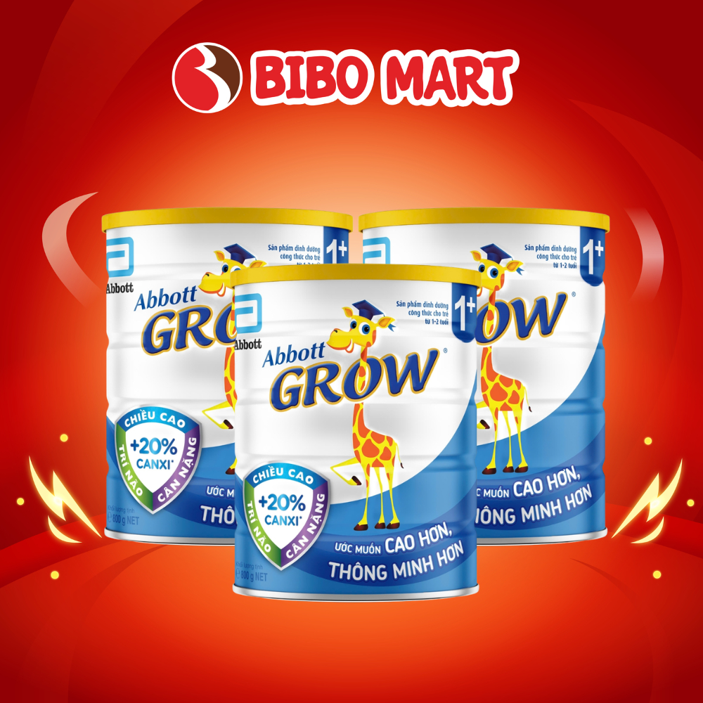 Combo 3 Lon Sữa Abbott Grow 1+ 800g Hỗ Trợ Phát Triển Não Bộ Cho Bé 1 - 2 Tuổi - Bibo Mart