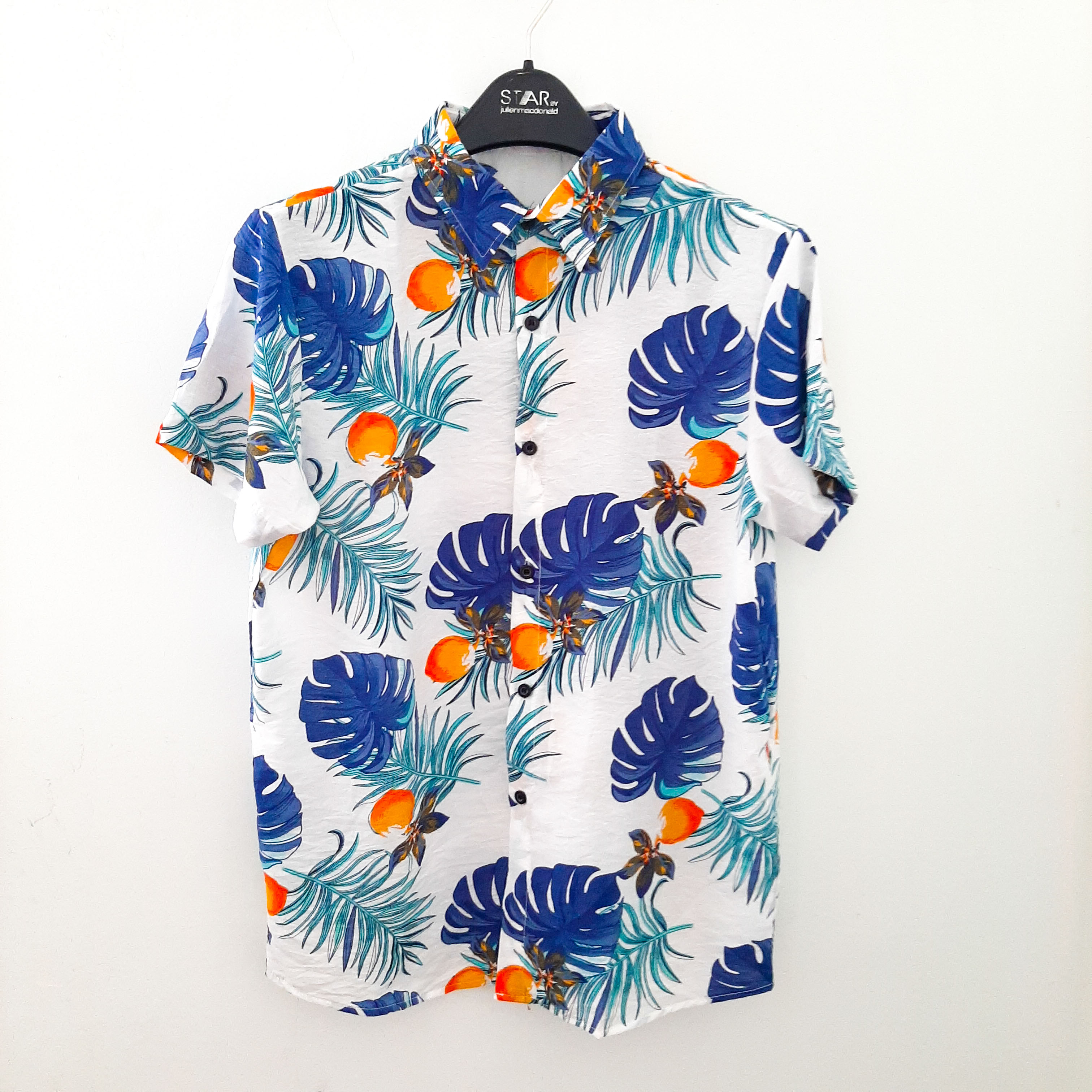 Áo sơ mi đi biển áo họa tiết hoa lá cây vải đũi - ADB16